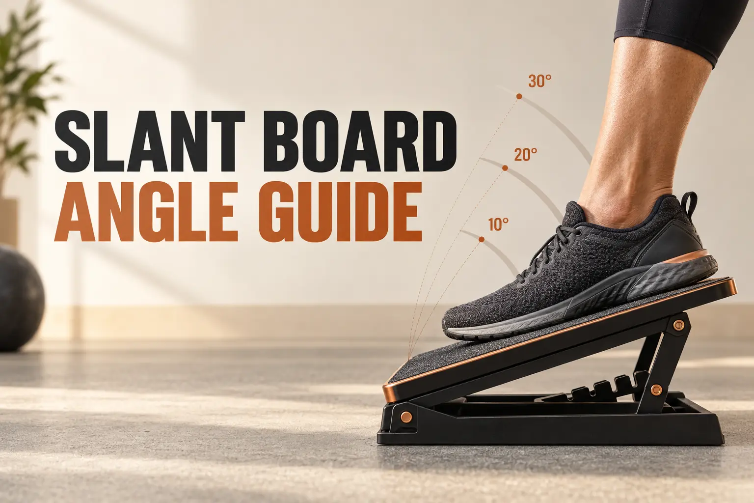 Adjustable slant board displaying 10-, 20-, and 30-degree incline options.